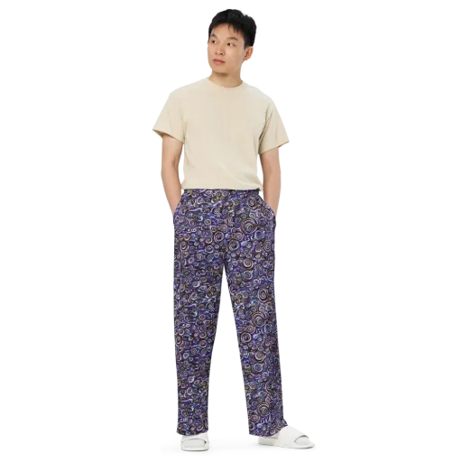 Midnight Spirals on a Wide-Leg Pants