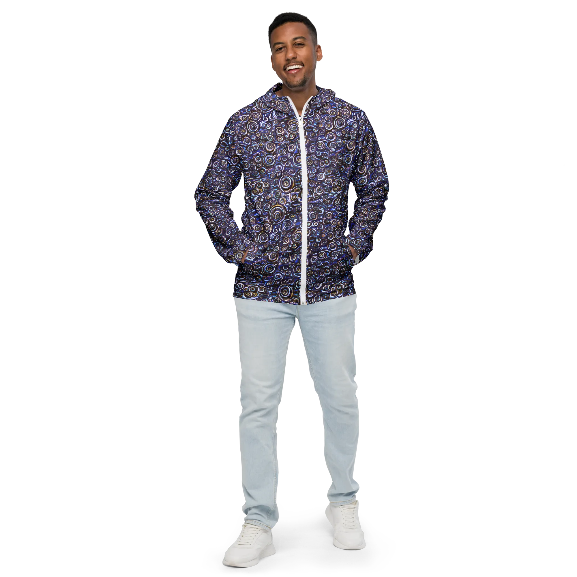 Midnight Spirals on Men's Windbreaker — Front