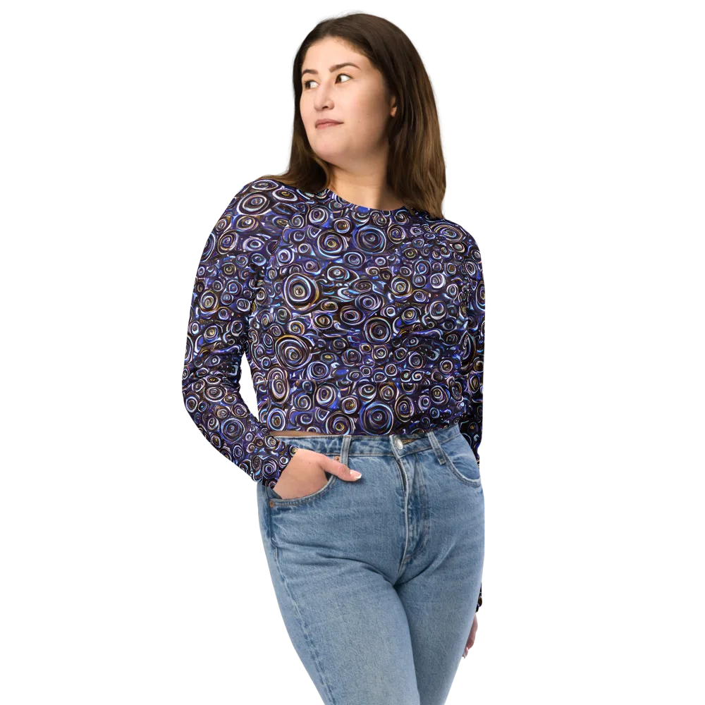 Midnight Spirals on Long Sleeve Crop Top — Front