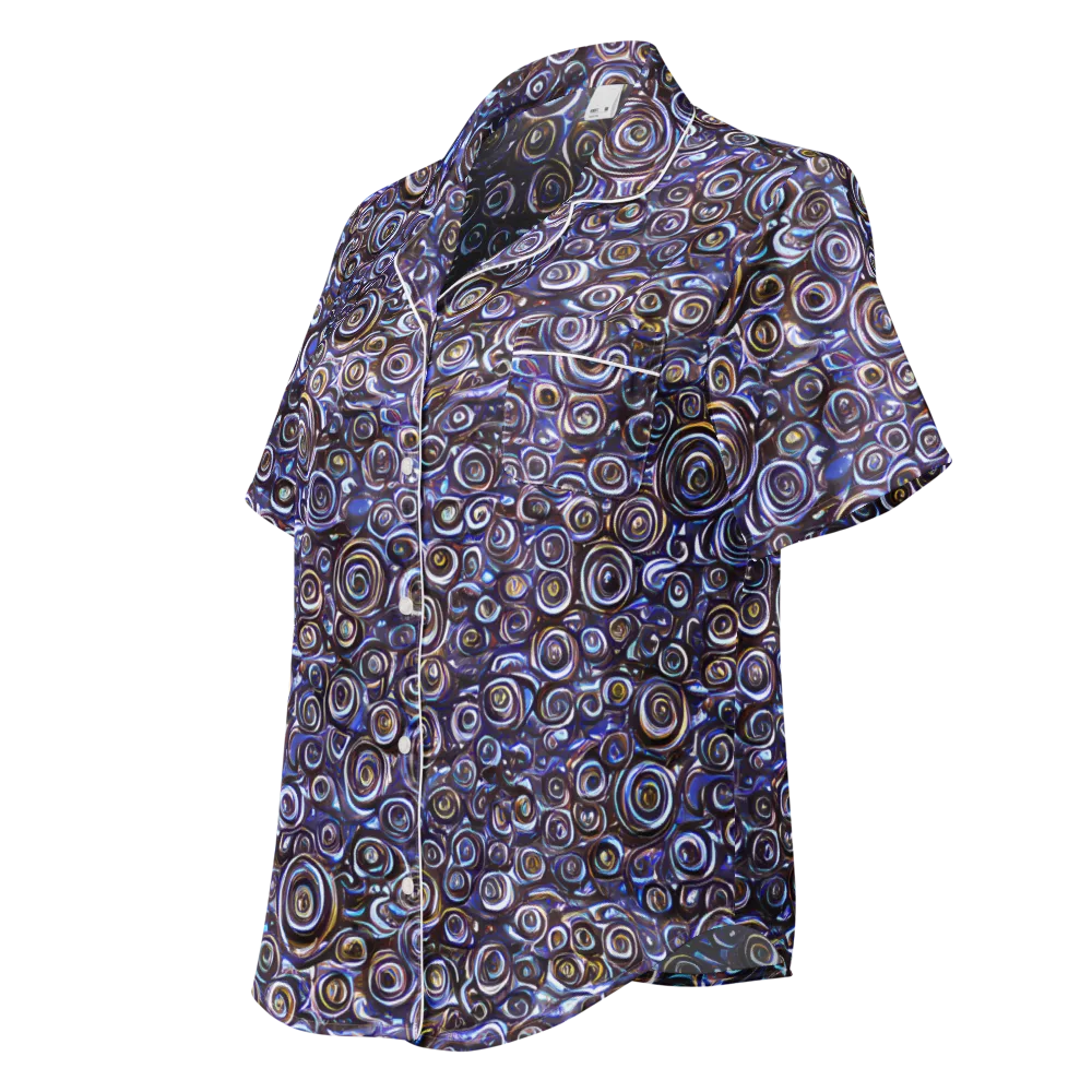 Midnight Spirals on Women's Short Sleeve Pajama Top — Left Front