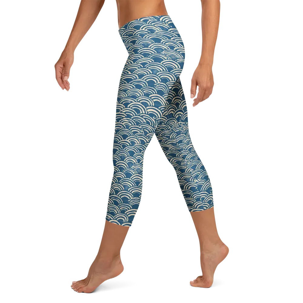 Indigo Seigaiha on Capri Leggings — Left
