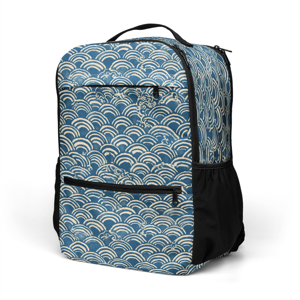Indigo Seigaiha on Utility Backpack — Left Front