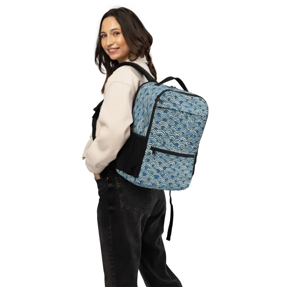 Indigo Seigaiha on Utility Backpack — Back