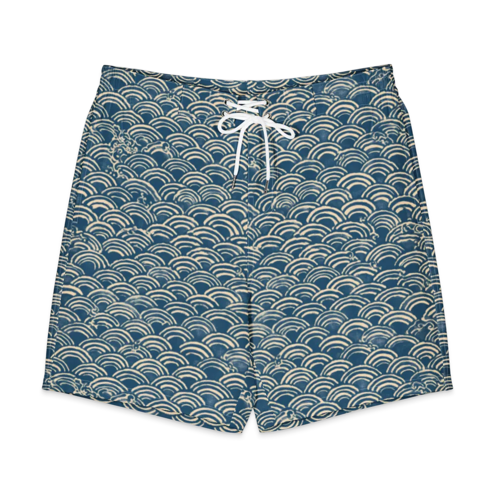 Indigo Seigaiha on Men's Board Shorts — Front
