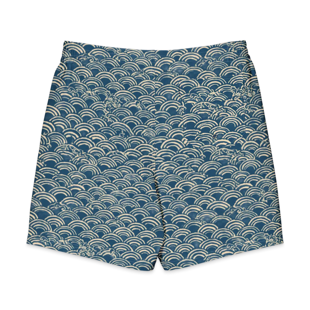 Indigo Seigaiha on Men's Board Shorts — Back