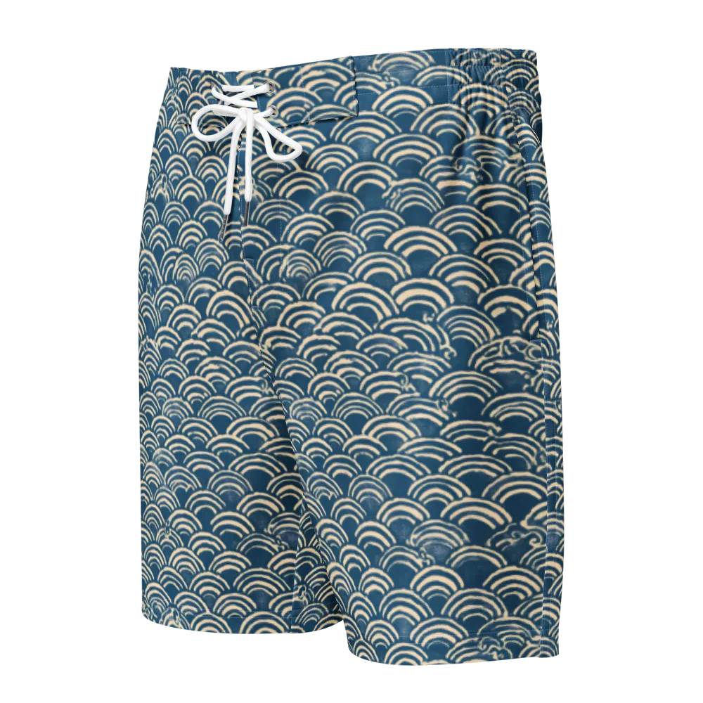 Indigo Seigaiha on Men's Board Shorts — Front