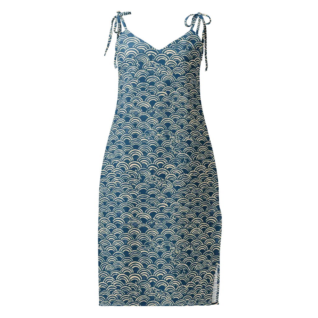Indigo Seigaiha on Slip Dress — Front