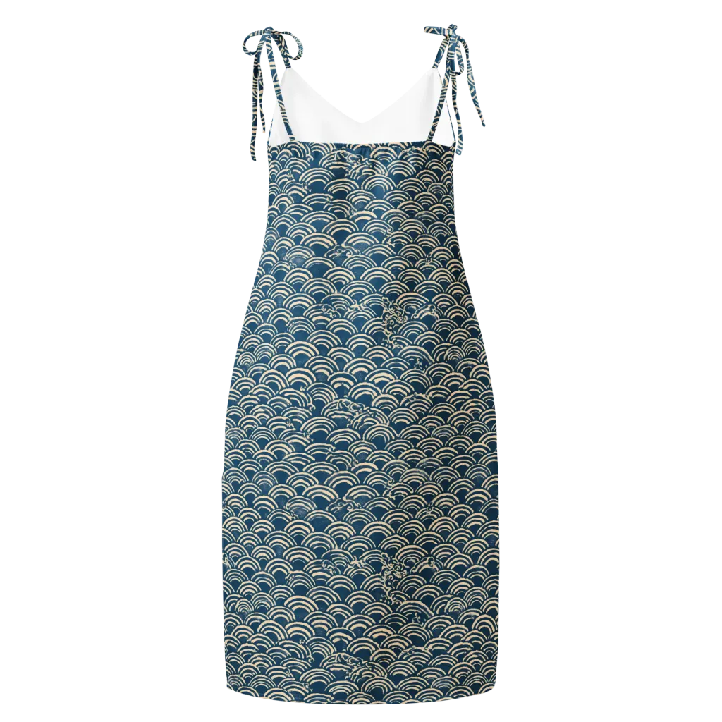Indigo Seigaiha on Slip Dress — Back