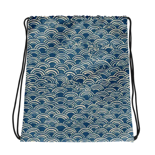 Indigo Seigaiha on a Drawstring Bag