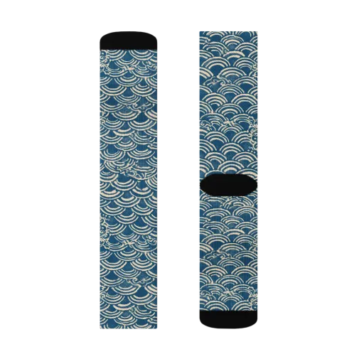 Indigo Seigaiha on a Socks