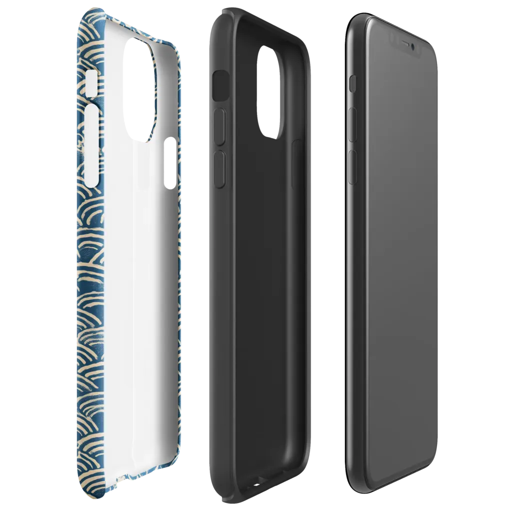 Indigo Seigaiha on Tough Case for iPhone® — Right