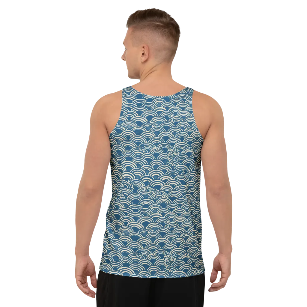 Indigo Seigaiha on Men's Tank Top — Back