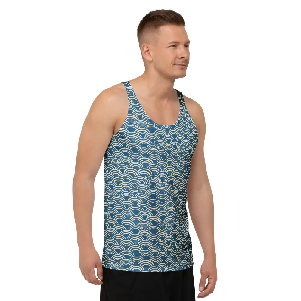 Indigo Seigaiha on Men's Tank Top — Right Front