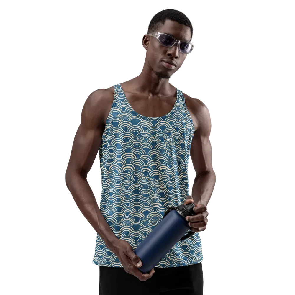 Indigo Seigaiha on Men's Tank Top — Front
