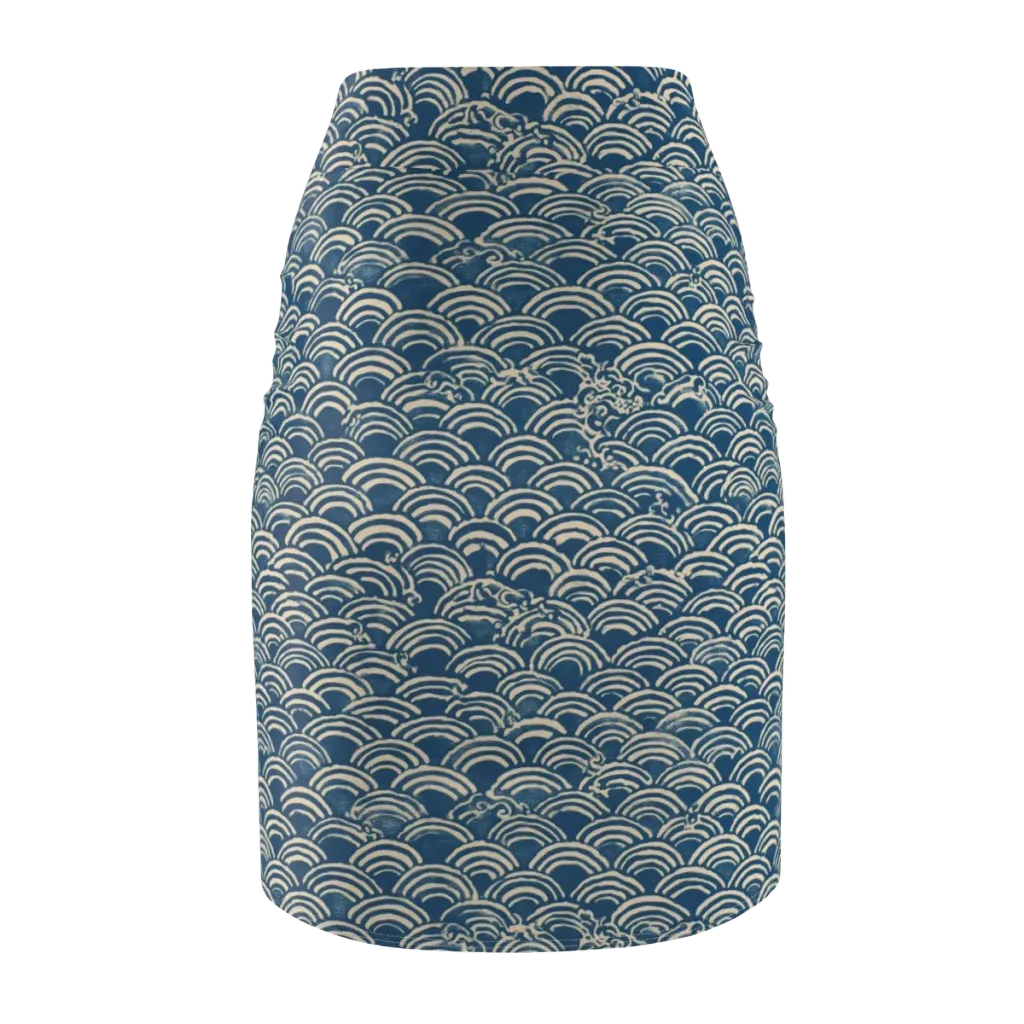 Indigo Seigaiha on Pencil Skirt — Back