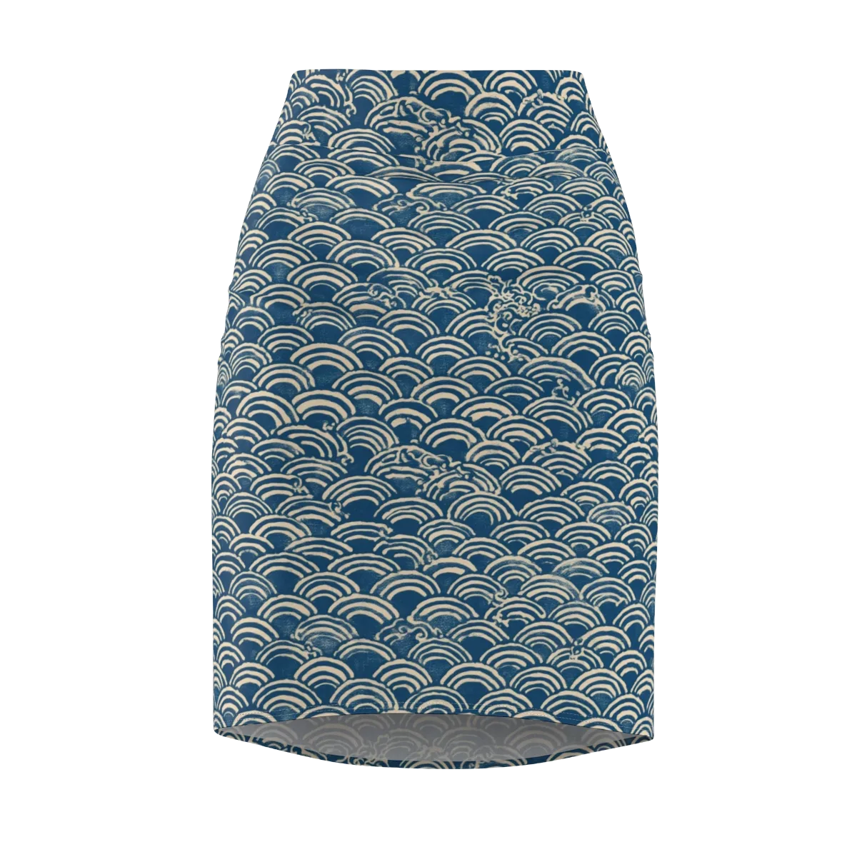 Indigo Seigaiha on Pencil Skirt — Front