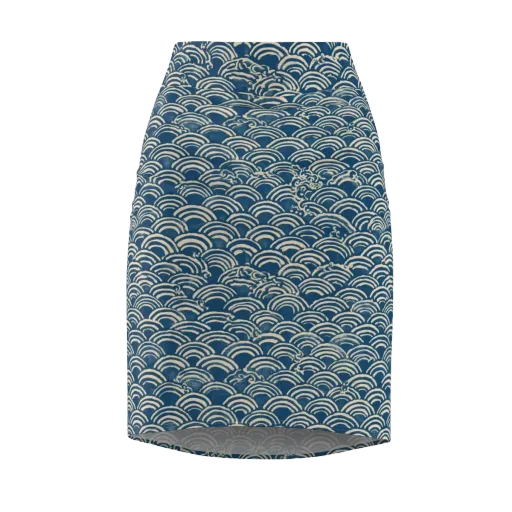 Indigo Seigaiha on a Pencil Skirt