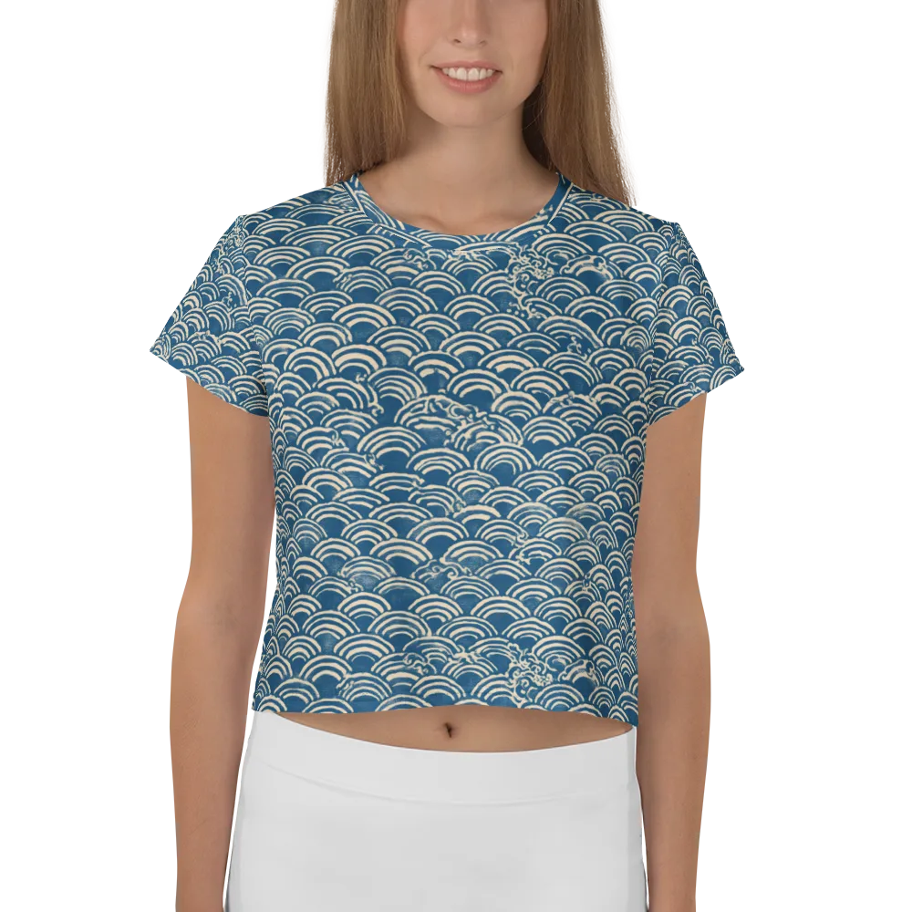 Indigo Seigaiha on Crop Tee — Front