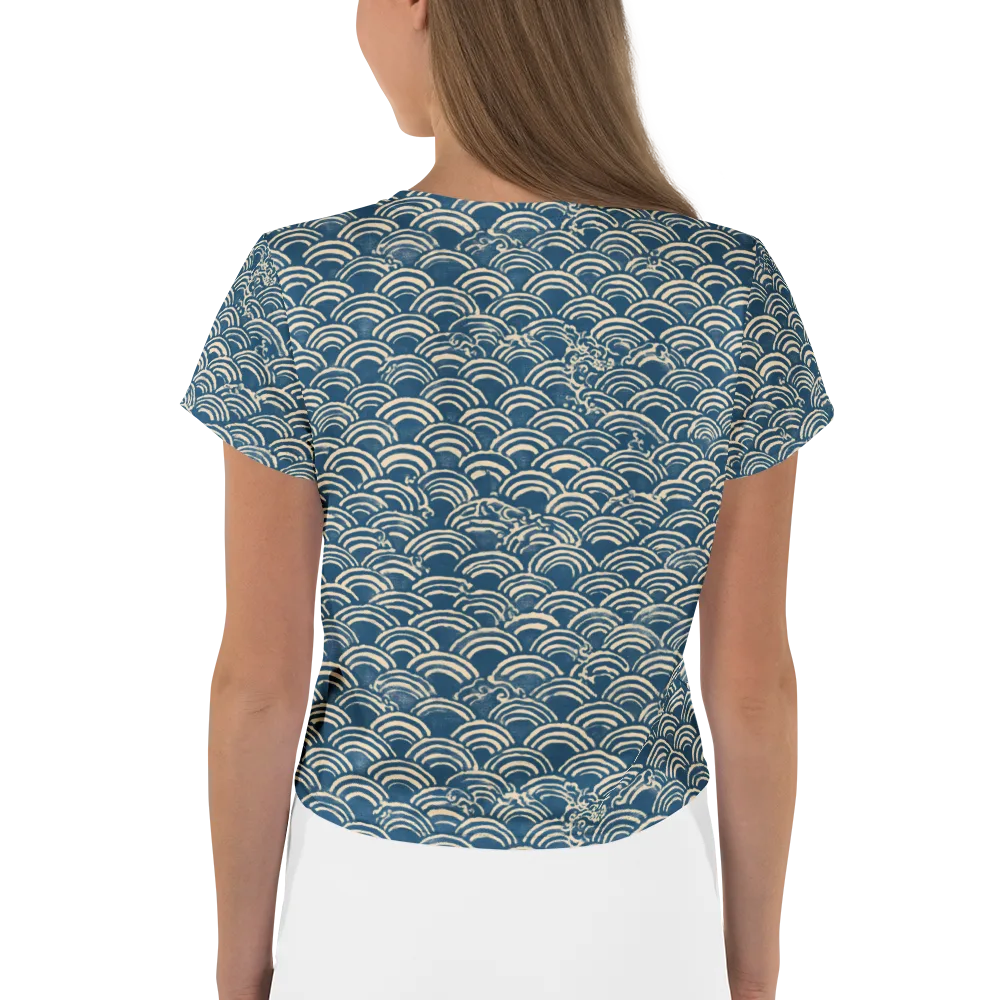 Indigo Seigaiha on Crop Tee — Back