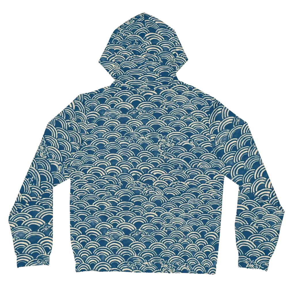 Indigo Seigaiha on Women's Full-Zip Hoodie — Back