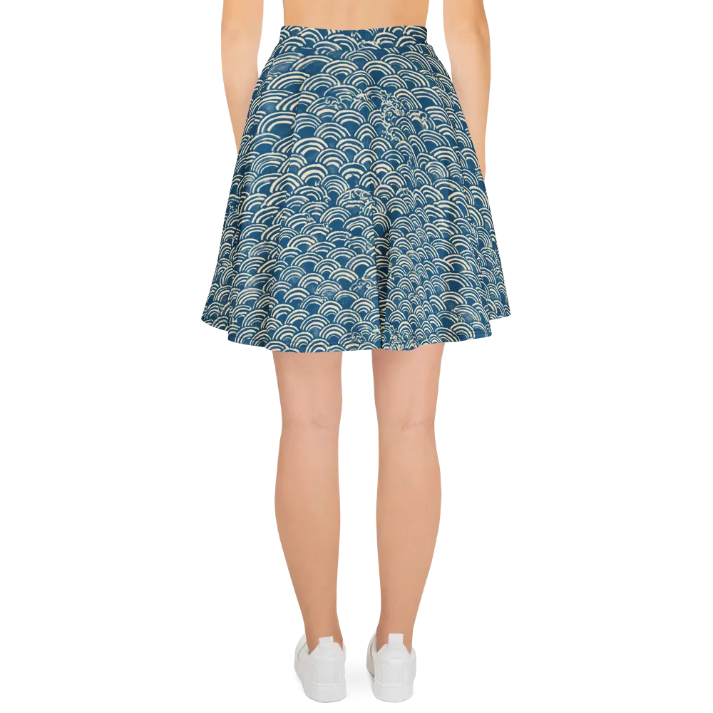 Indigo Seigaiha on Skater Skirt — Back