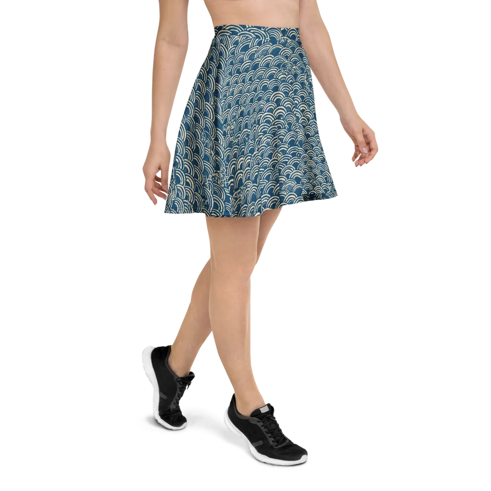 Indigo Seigaiha on Skater Skirt — Right