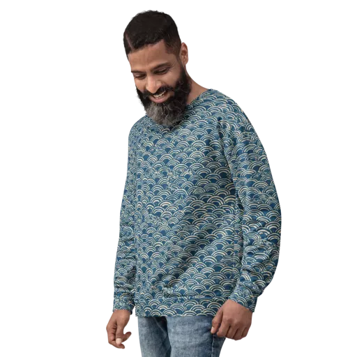 Indigo Seigaiha on a Sweatshirt