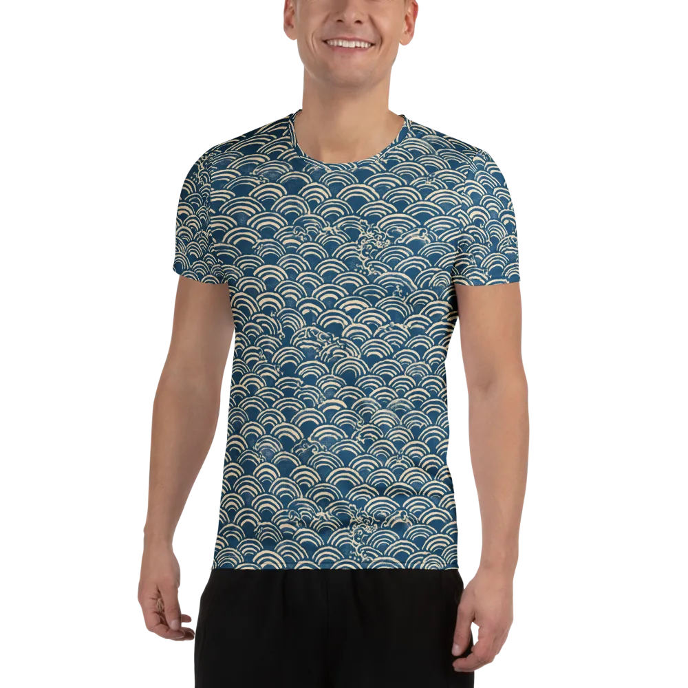 Indigo Seigaiha on Men's Athletic T-Shirt — Front