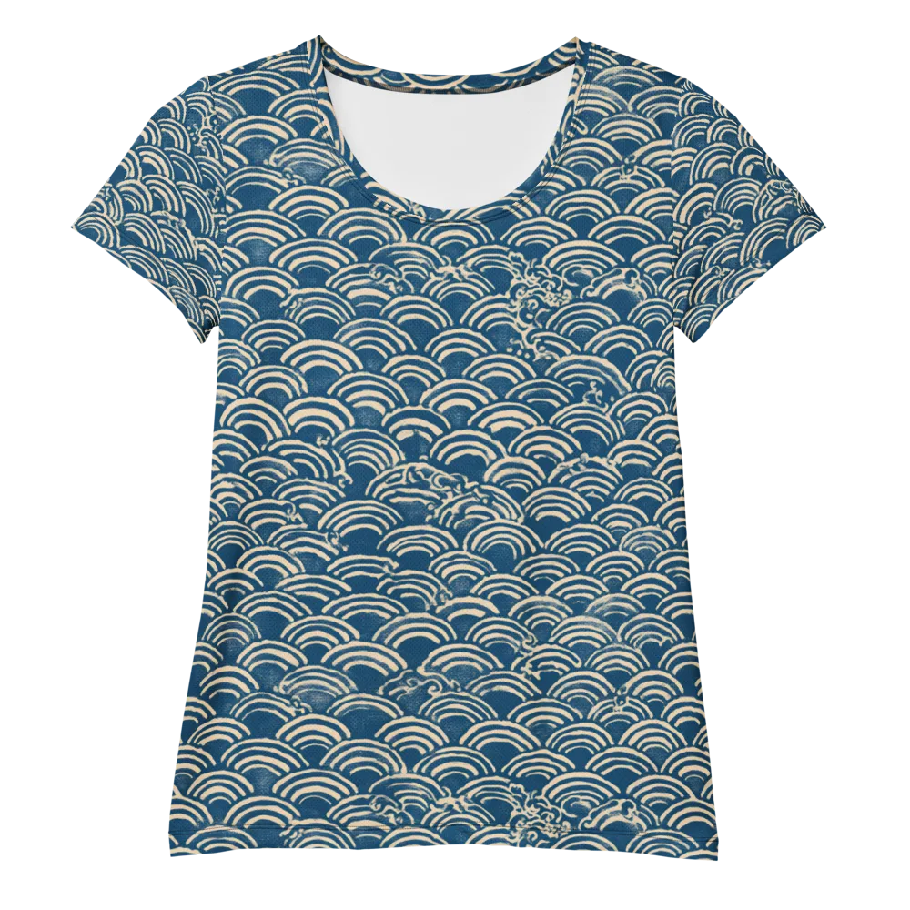 Indigo Seigaiha on Women's Athletic T-Shirt — Front