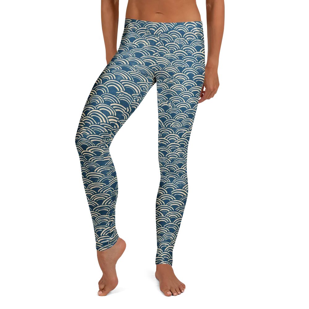 Indigo Seigaiha on Leggings — Front