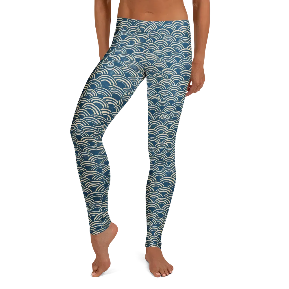 Indigo Seigaiha on Leggings — Front