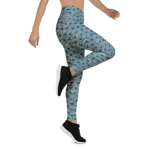 Indigo Seigaiha on a Leggings