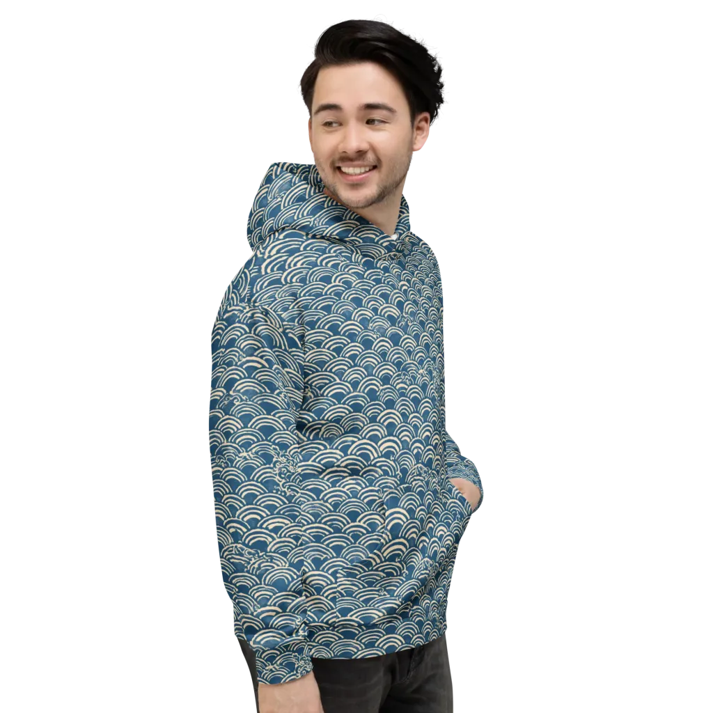 Indigo Seigaiha on Hoodie — Right