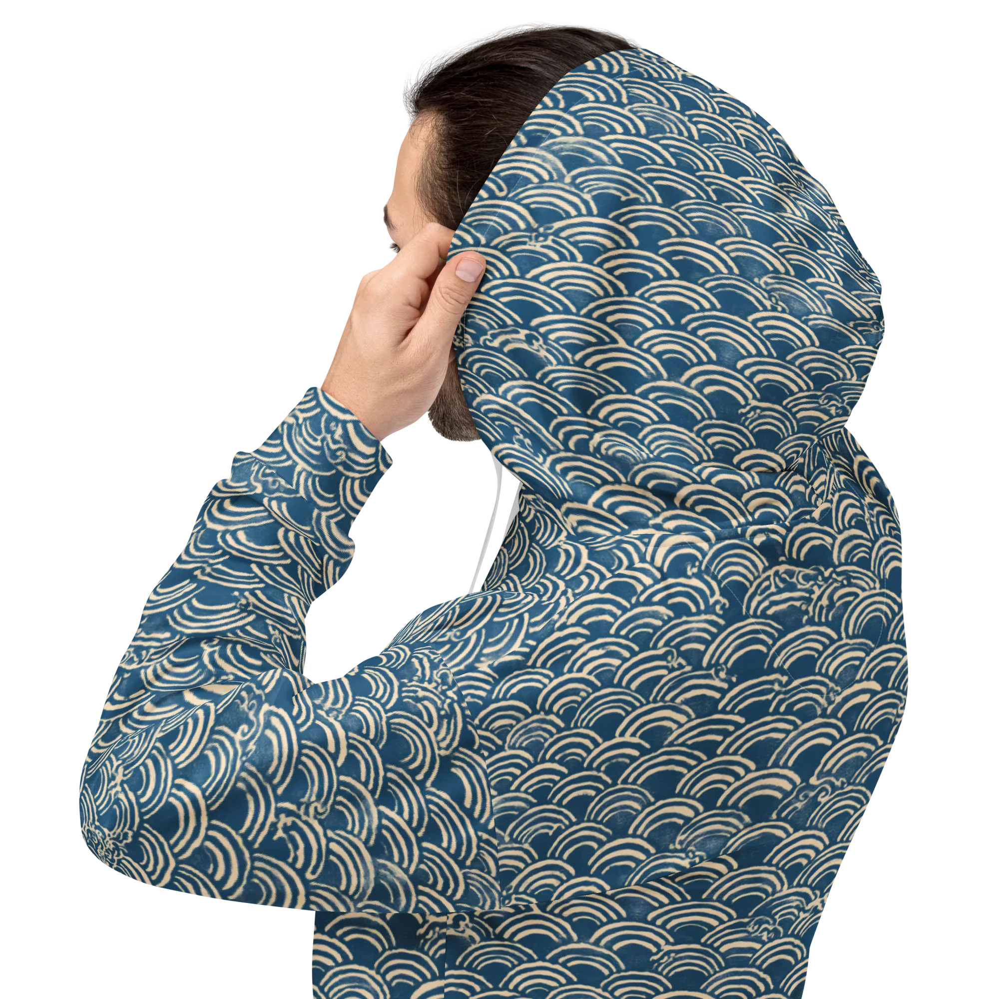 Indigo Seigaiha on Hoodie — Back