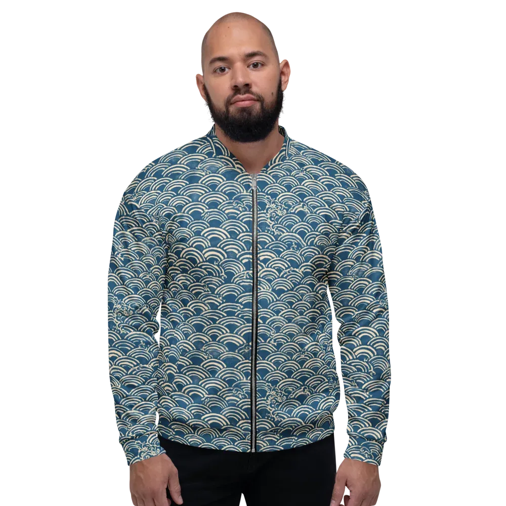 Indigo Seigaiha on Bomber Jacket — Front