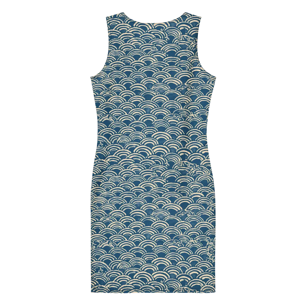 Indigo Seigaiha on Bodycon Dress — Back