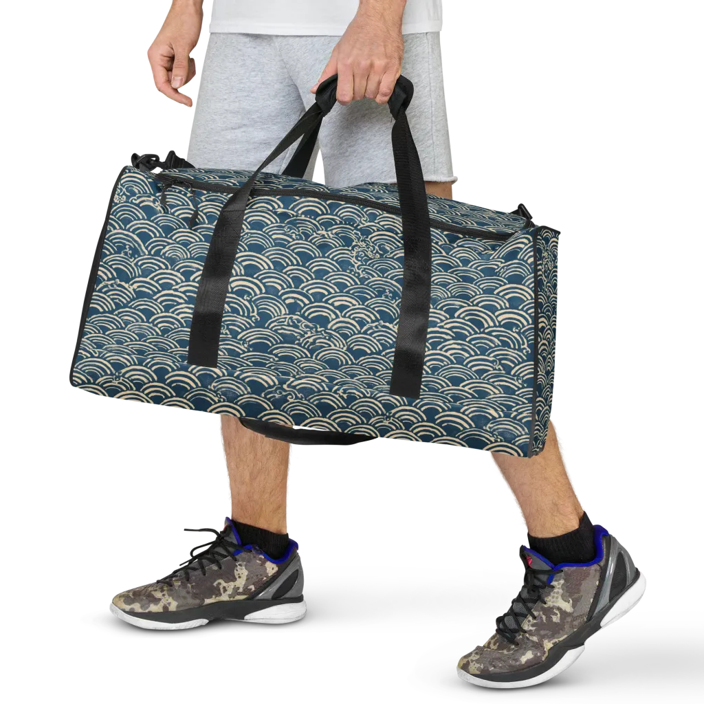 Indigo Seigaiha on Duffle Bag — Front