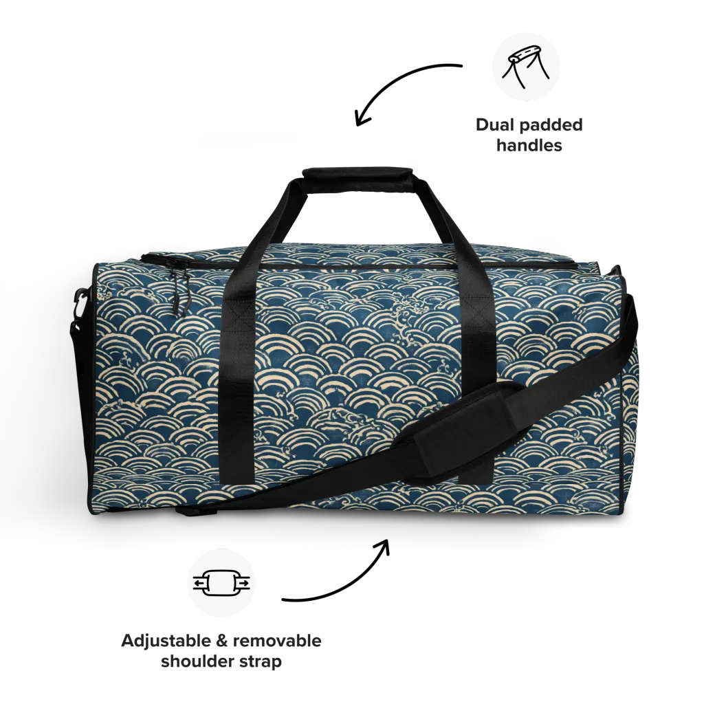 Indigo Seigaiha on Duffle Bag — Front