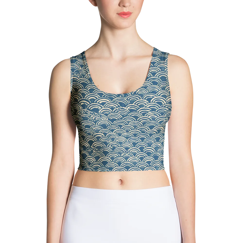 Indigo Seigaiha on Crop Top — Front