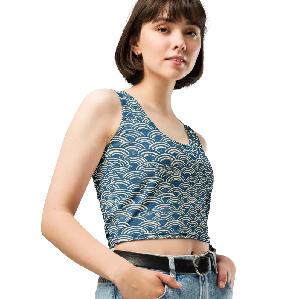 Indigo Seigaiha on Crop Top — Right Front