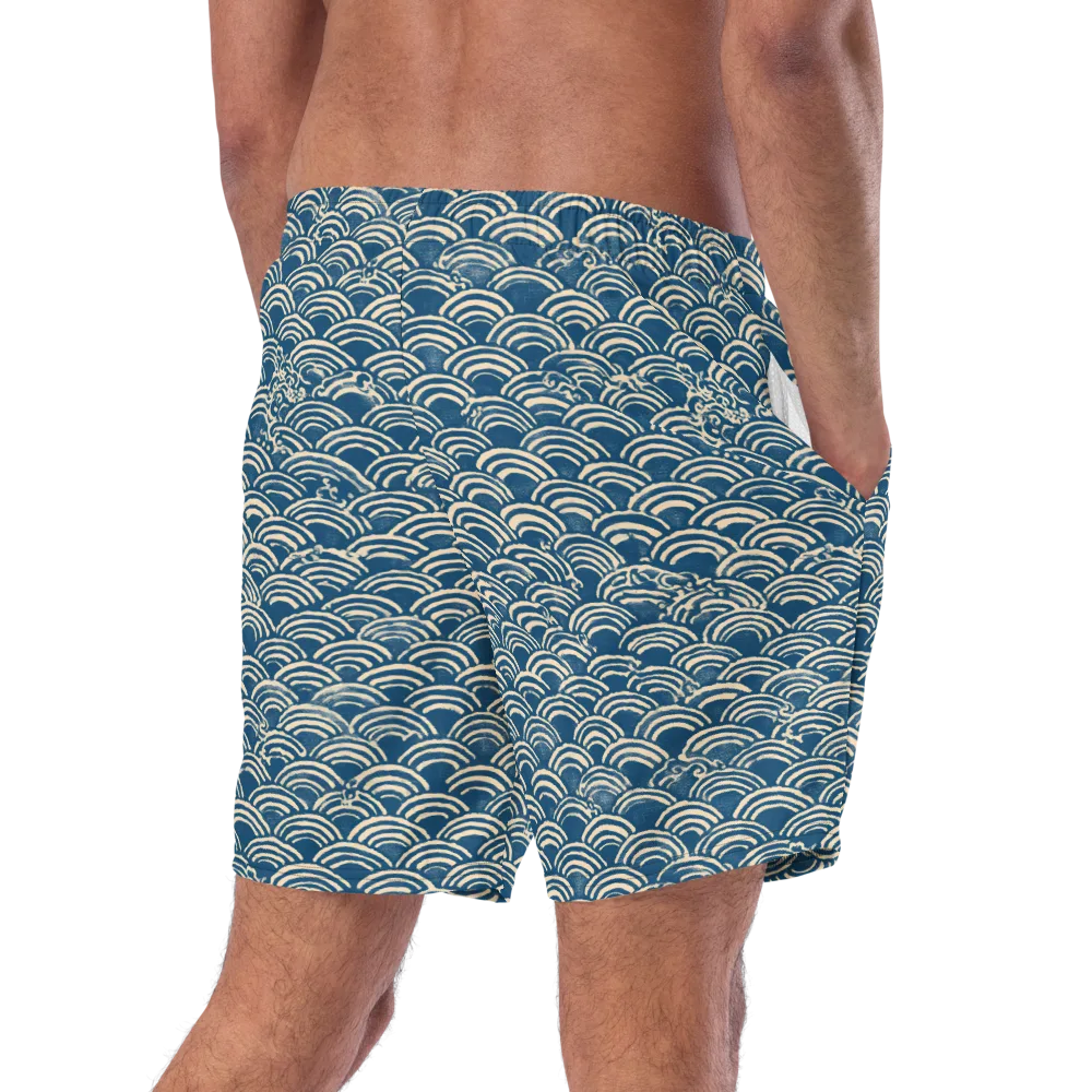 Indigo Seigaiha on Swim Trunks — Right Back