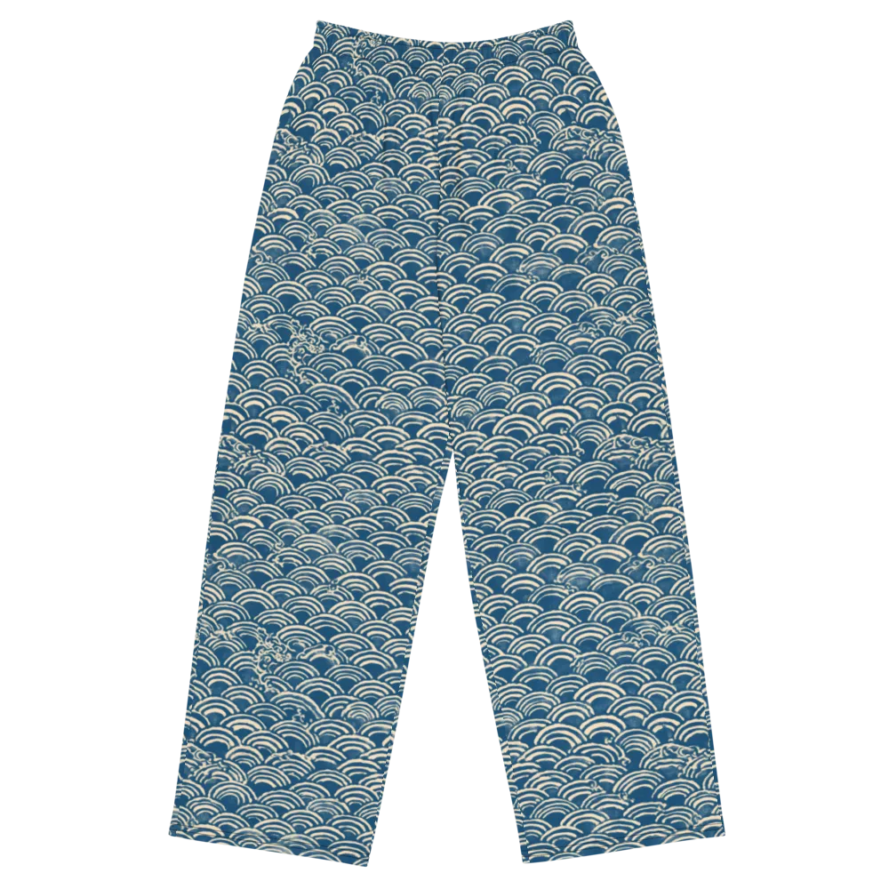 Indigo Seigaiha on Wide-Leg Pants — Front