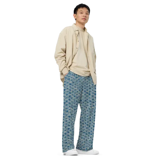 Indigo Seigaiha on a Wide-Leg Pants