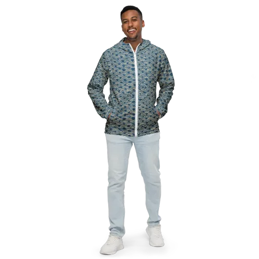 Indigo Seigaiha on a Men's Windbreaker