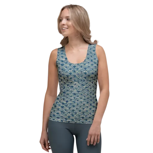 Indigo Seigaiha on a Women's Tank Top