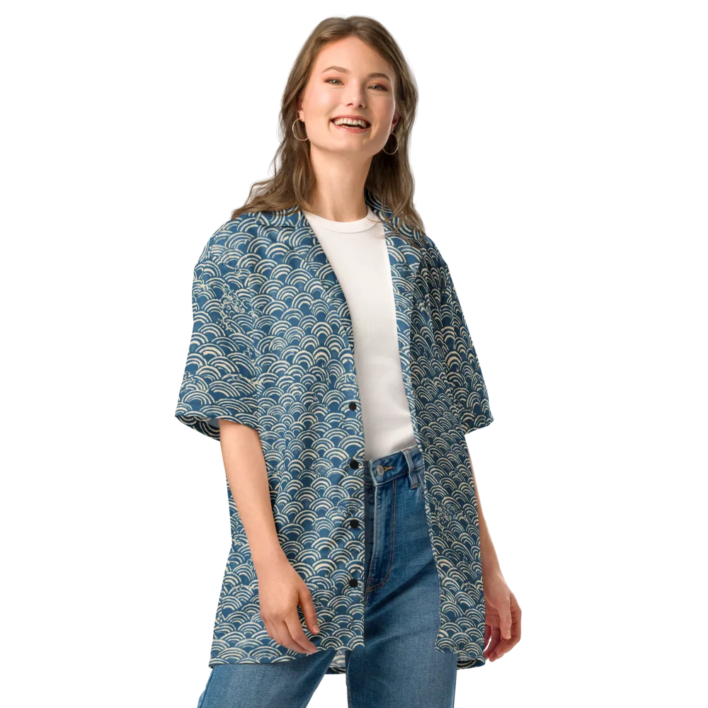 Indigo Seigaiha on Button Shirt — Front