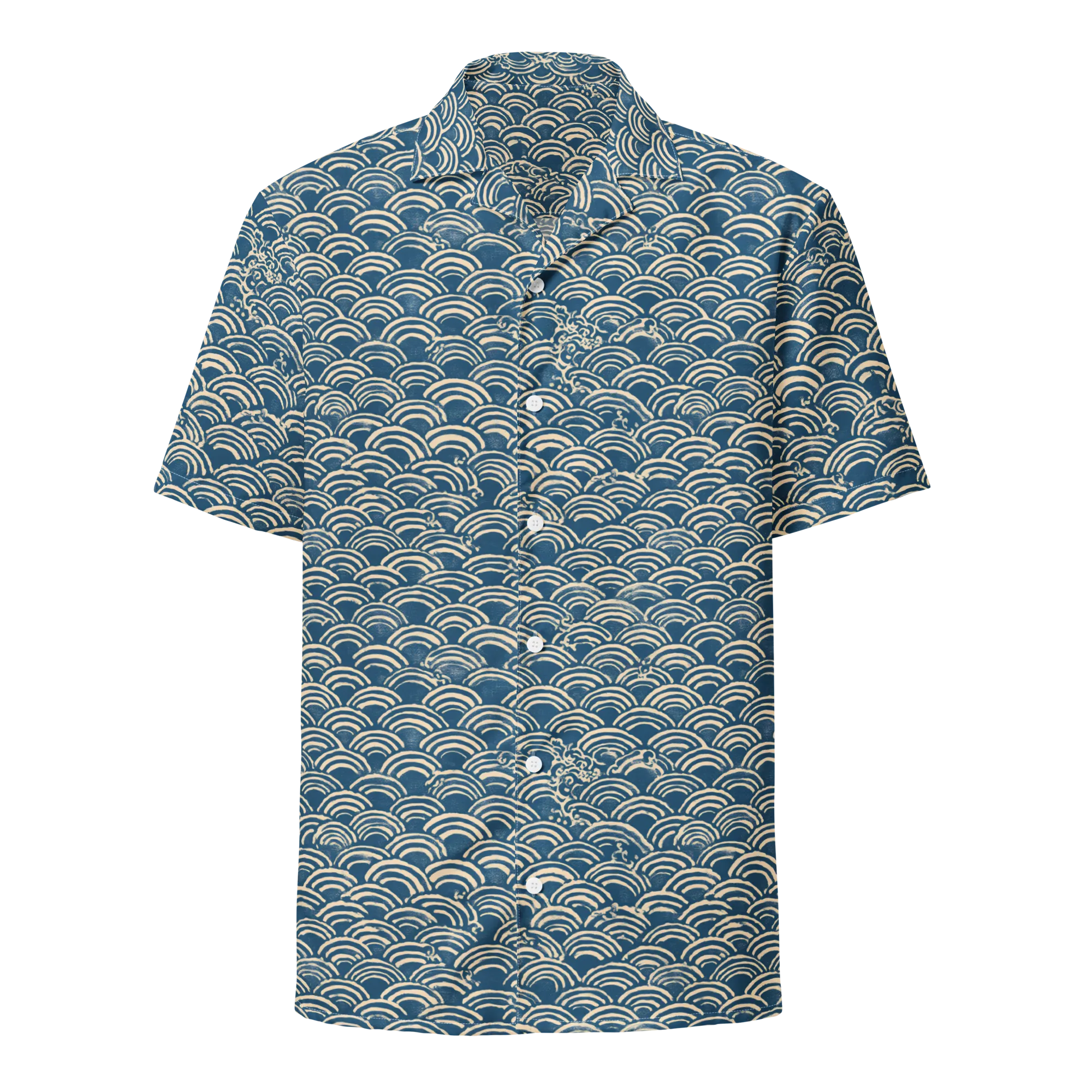 Indigo Seigaiha on Button Shirt — Front