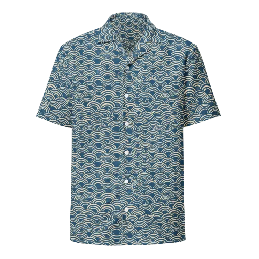 Indigo Seigaiha on a Button Shirt
