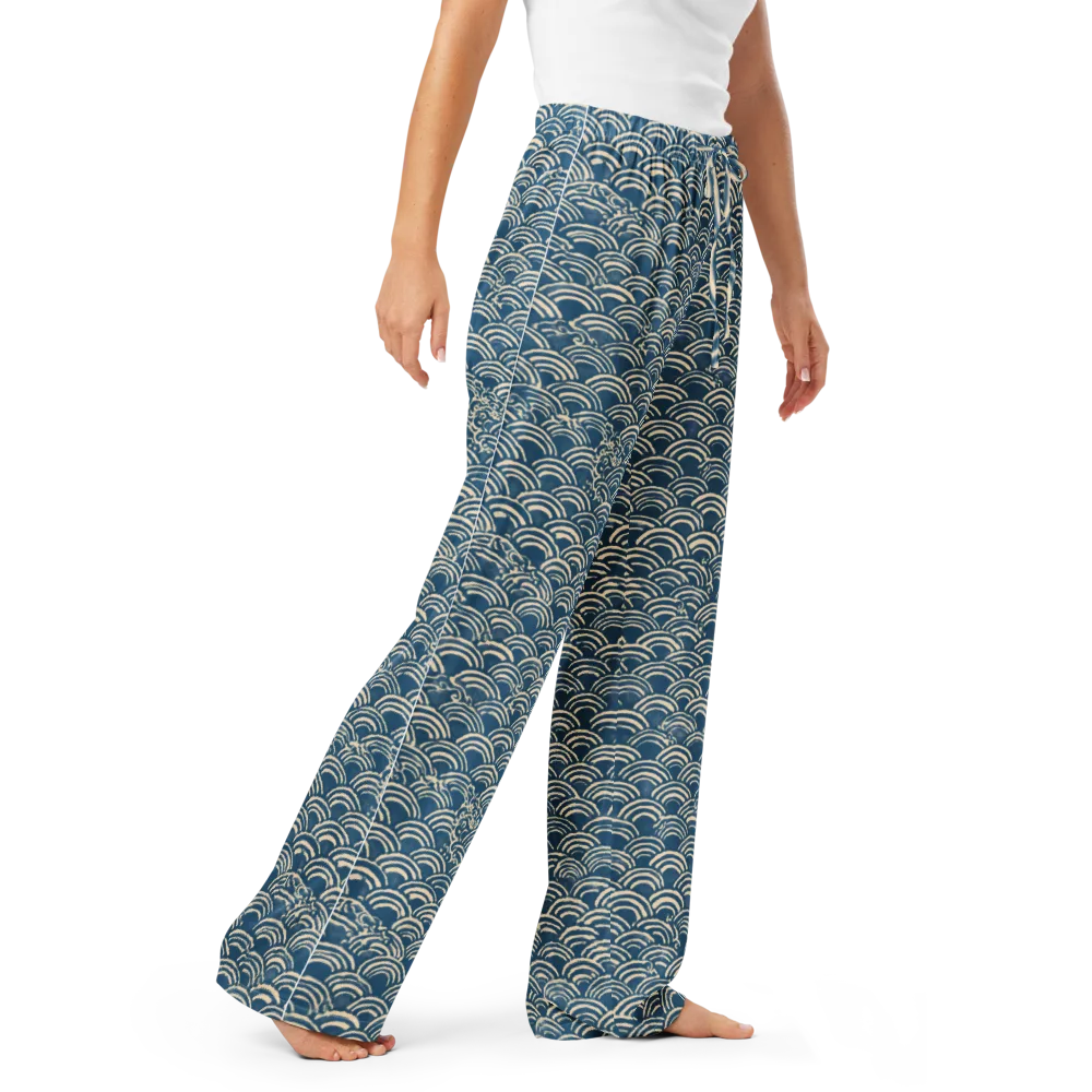 Indigo Seigaiha on Women's Pajama Pants — Right Front