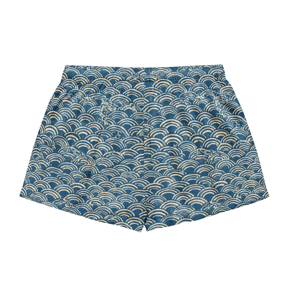 Indigo Seigaiha on Women's Pajama Shorts — Back